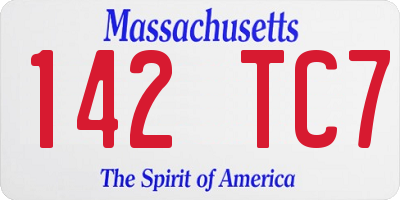 MA license plate 142TC7