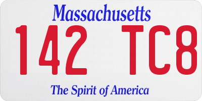 MA license plate 142TC8