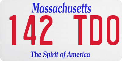 MA license plate 142TD0