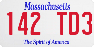 MA license plate 142TD3
