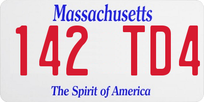 MA license plate 142TD4