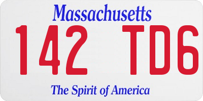 MA license plate 142TD6