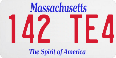 MA license plate 142TE4