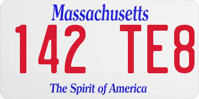 MA license plate 142TE8