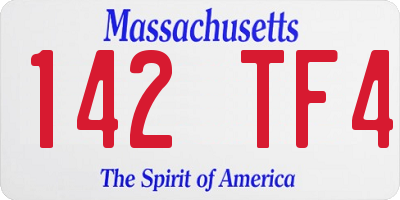MA license plate 142TF4