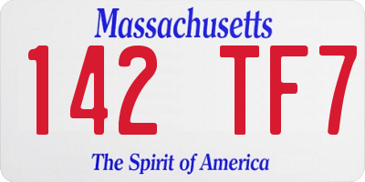 MA license plate 142TF7