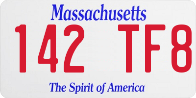 MA license plate 142TF8