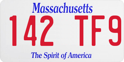 MA license plate 142TF9