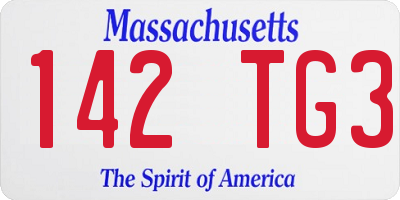 MA license plate 142TG3