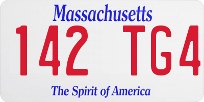 MA license plate 142TG4