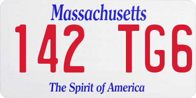 MA license plate 142TG6