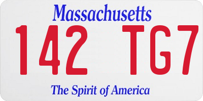 MA license plate 142TG7