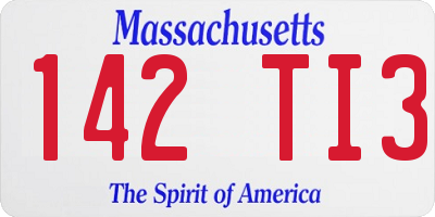 MA license plate 142TI3