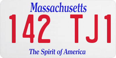MA license plate 142TJ1