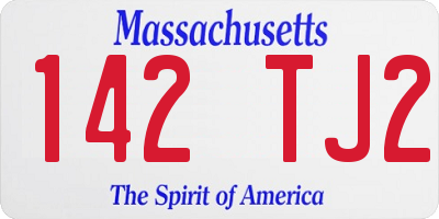 MA license plate 142TJ2
