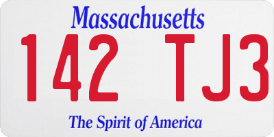 MA license plate 142TJ3