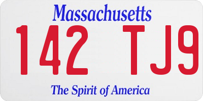 MA license plate 142TJ9