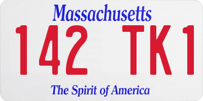 MA license plate 142TK1