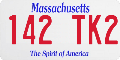 MA license plate 142TK2