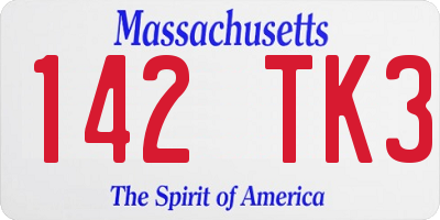 MA license plate 142TK3