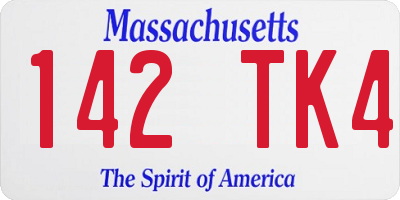 MA license plate 142TK4
