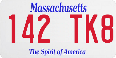 MA license plate 142TK8