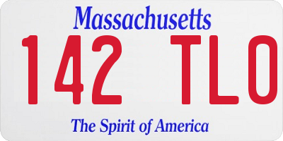 MA license plate 142TL0