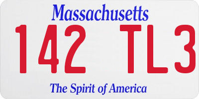 MA license plate 142TL3