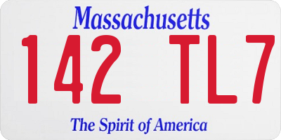 MA license plate 142TL7