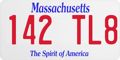 MA license plate 142TL8