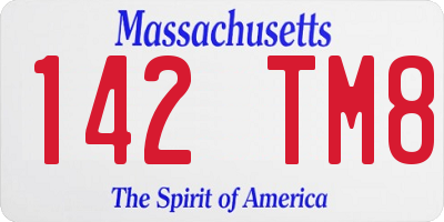 MA license plate 142TM8