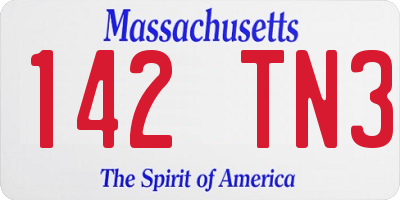 MA license plate 142TN3