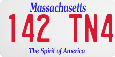 MA license plate 142TN4