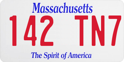 MA license plate 142TN7