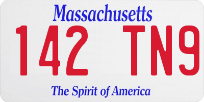 MA license plate 142TN9