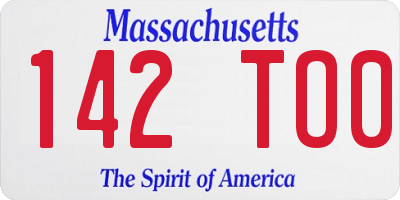 MA license plate 142TO0