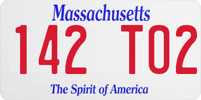 MA license plate 142TO2