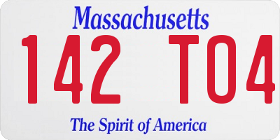 MA license plate 142TO4