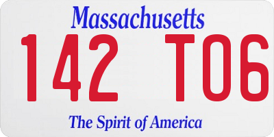 MA license plate 142TO6