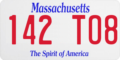 MA license plate 142TO8