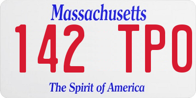 MA license plate 142TP0