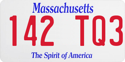 MA license plate 142TQ3