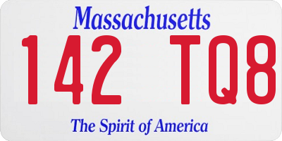 MA license plate 142TQ8