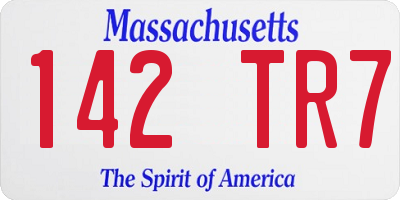 MA license plate 142TR7