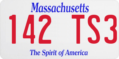 MA license plate 142TS3