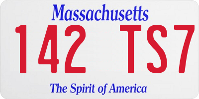 MA license plate 142TS7