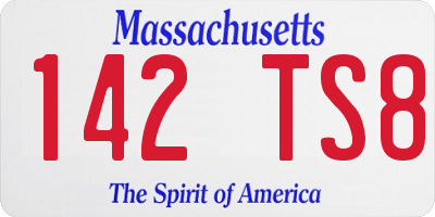 MA license plate 142TS8