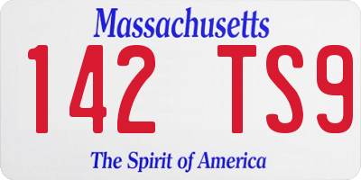 MA license plate 142TS9