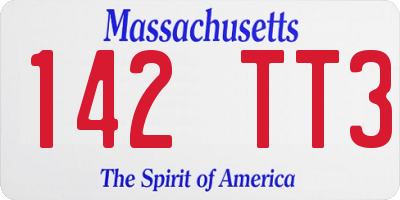 MA license plate 142TT3