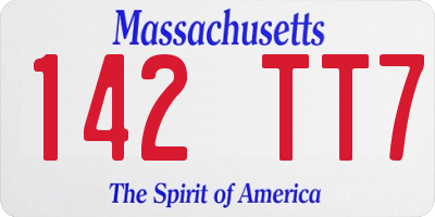 MA license plate 142TT7